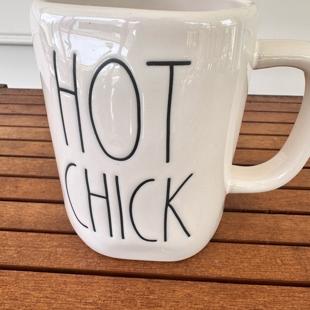 Rae Dunn ceramic “Hot Chick” cream colored mug